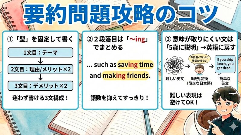 英検2級　要約　コツ