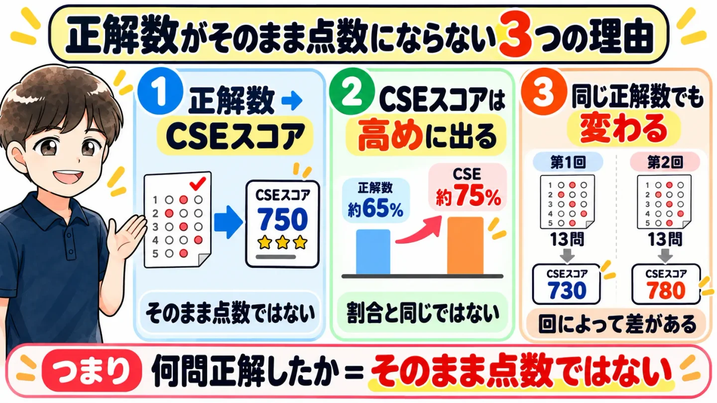 正解数がそのまま点数にならない3つの理由